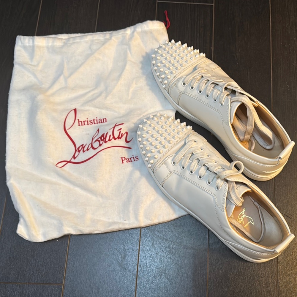 Christian Louboutin Men’s White Spiked Sneakers
